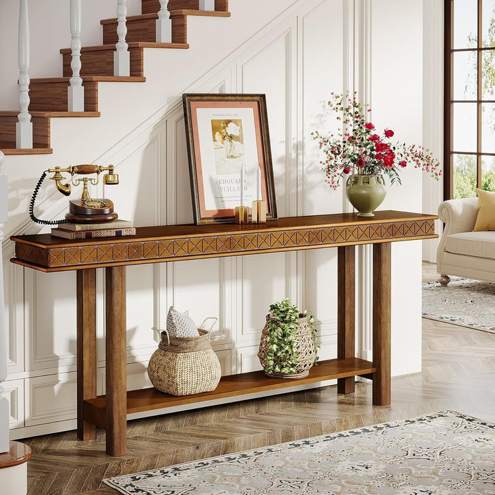 Tribesigns 70.9-Inch Extra Long Console Table, Wood Sofa Table Behind Couch Narrow Long, 2-Tier Entryway Accent Table Image 3