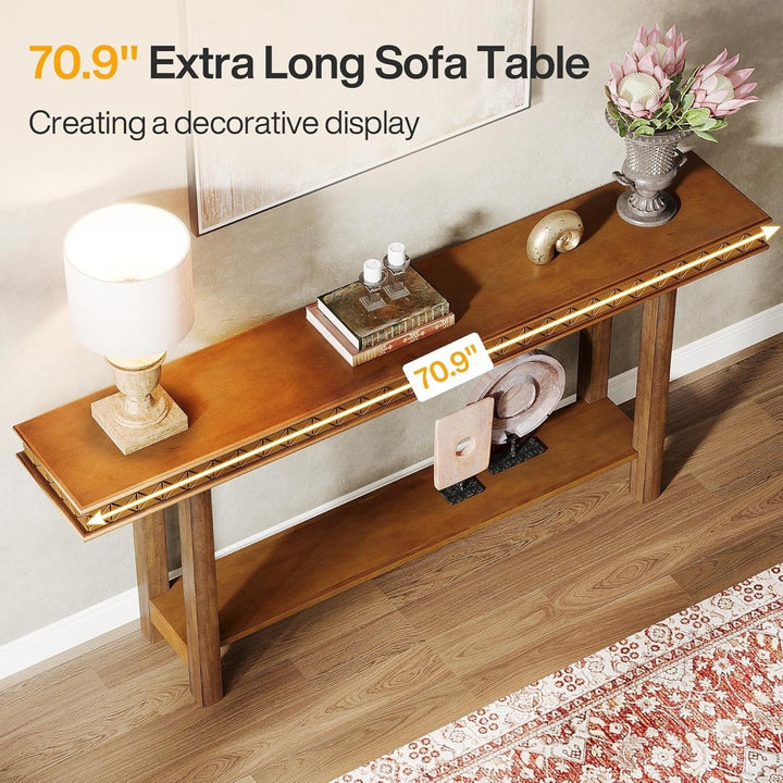 Tribesigns 70.9-Inch Extra Long Console Table, Wood Sofa Table Behind Couch Narrow Long, 2-Tier Entryway Accent Table Image 5