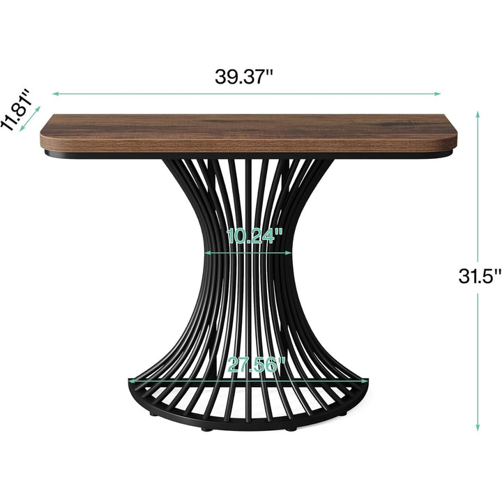 Tribesigns 39 Inch Console Table Industrial Sofa Accent Table Wood Metal Base Image 6