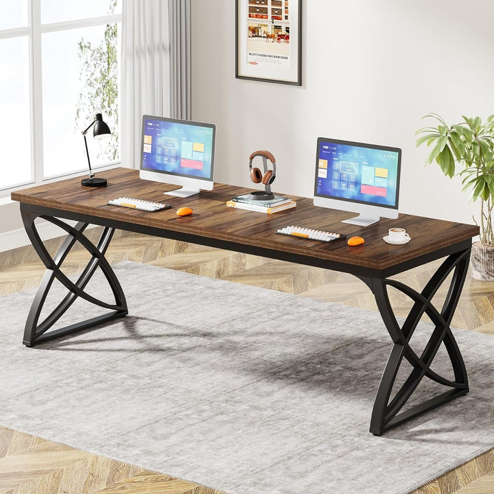 Tribesigns 78.7" Extra Long 2 Person Desk with Spacious Desktop and Heavy Duty Metal Frame, Large Dual Desk Study Image 1