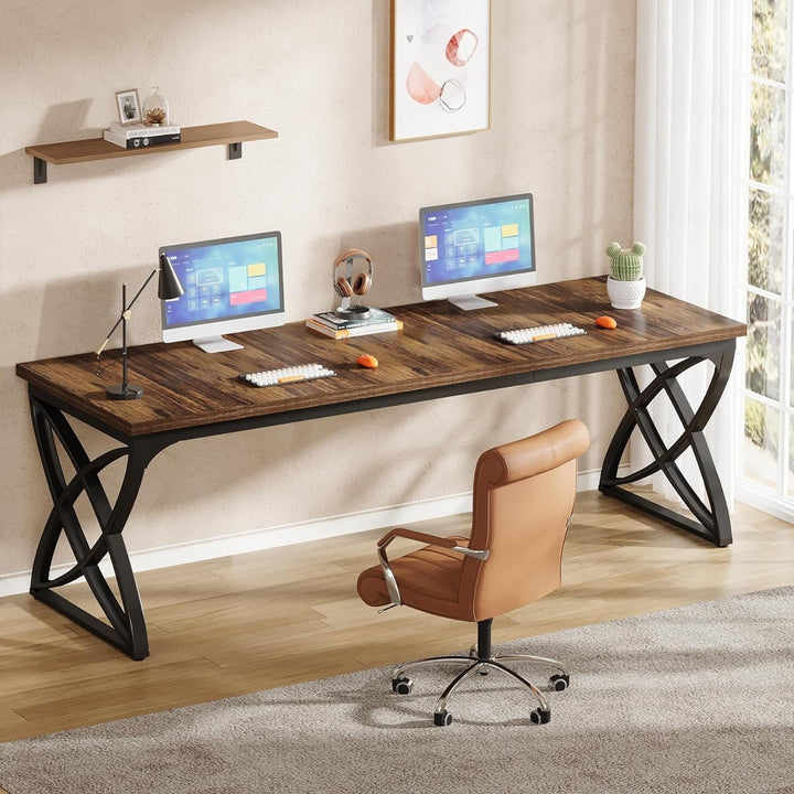 Tribesigns 78.7" Extra Long 2 Person Desk with Spacious Desktop and Heavy Duty Metal Frame, Large Dual Desk Study Image 2