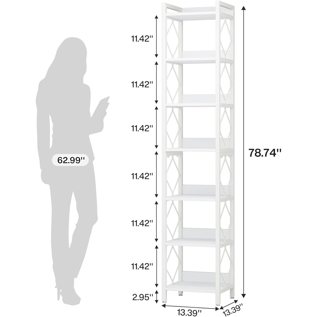 Tribesigns 78.7 Inch Tall Skinny Bookshelf 7-Tier Black Storage Unit for Small Spaces Image 6