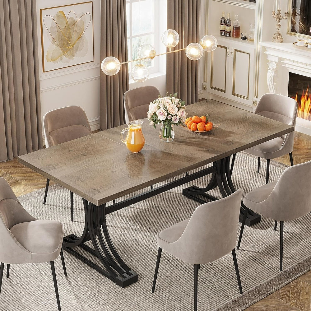 Tribesigns 63-Inch Rectangular Dining Table for 4 to 6, Modern Dinner Table with Stylish Metal Legs (Only Table) Image 2