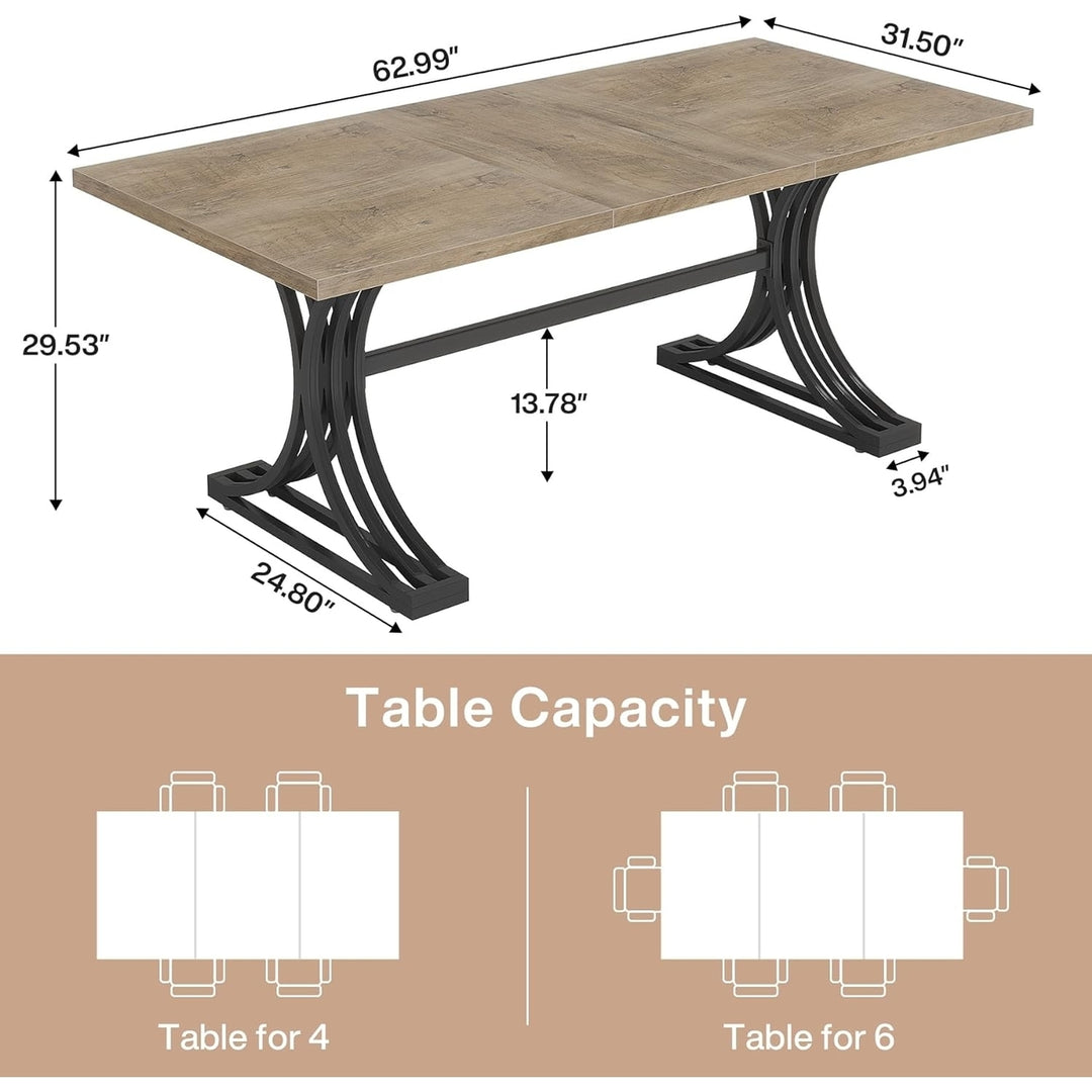 Tribesigns 63-Inch Rectangular Dining Table for 4 to 6, Modern Dinner Table with Stylish Metal Legs (Only Table) Image 6