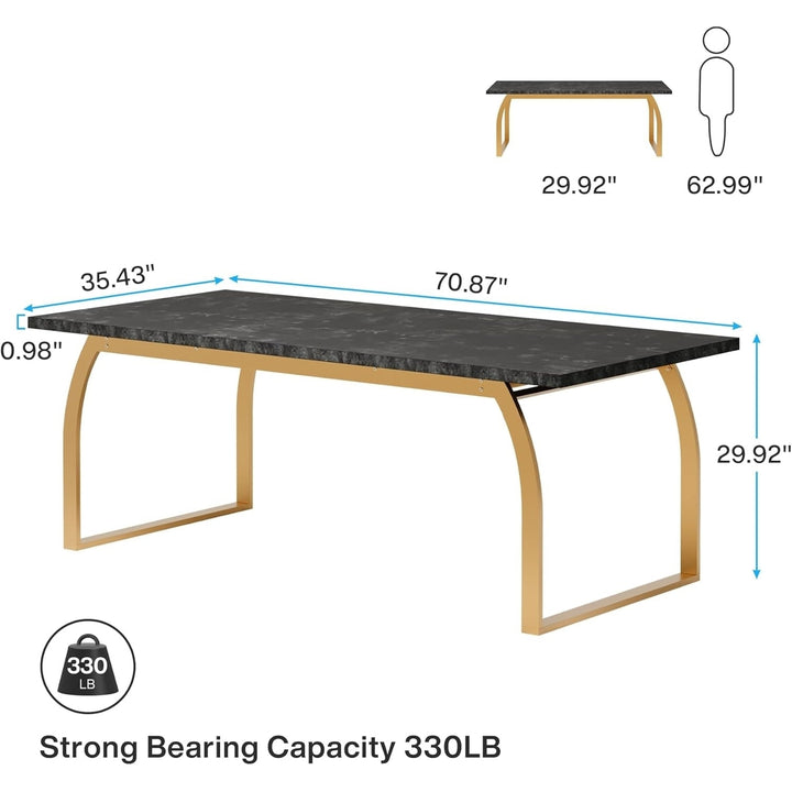 Tribesigns Modern Office Desk: 70.87 Inches Computer Executive Desk with Gold Metal Legs, Faux Marble Large Study Image 6