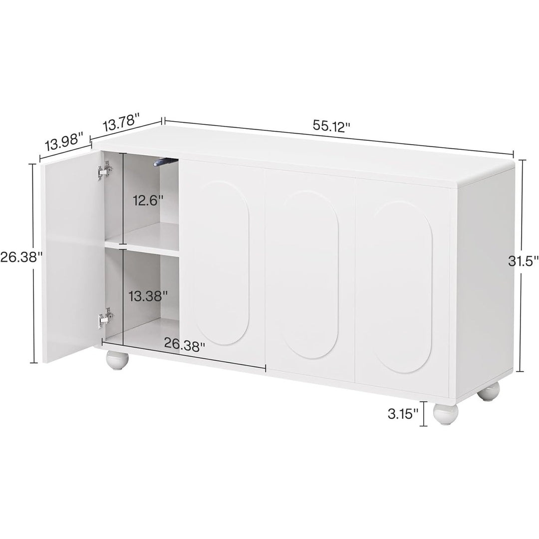 Tribesigns 55.12" Sideboard Cabinet with 4 Doors, Wood Sideboard Buffet Cabinet with Adjustable Shelves for Image 6