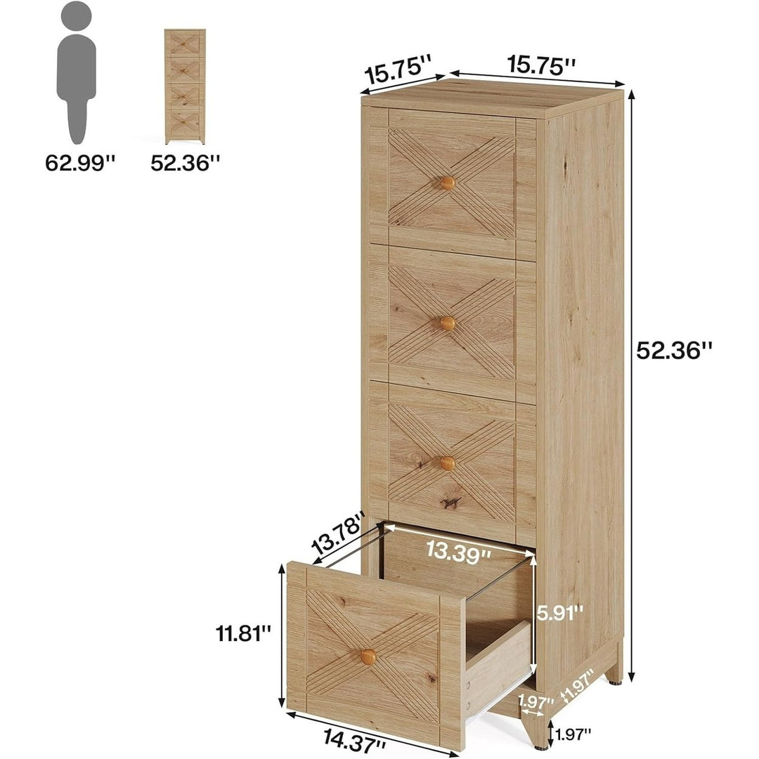 Tribesigns 4-Drawer File Cabinet, Vertical Lateral File Cabinets Office Filing Cabinet, Wood Storage Cabinet Printer Image 6