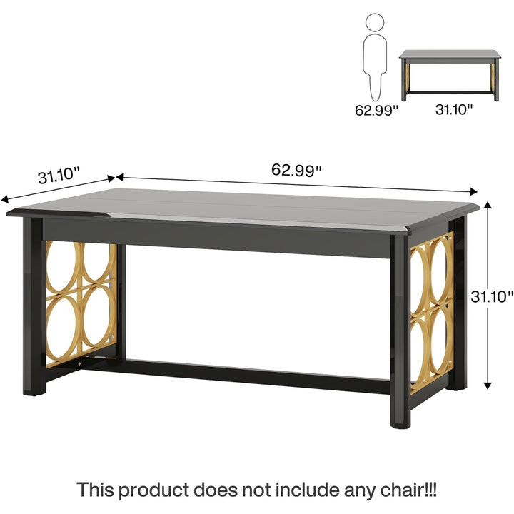 Tribesigns Modern 63" Executive Desk, Office Desk with Glossy Surface, Large Computer Desk for Home Office, Conference Image 6