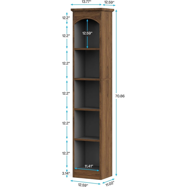 Tribesigns 70.9-Inch Tall Narrow Bookcase, Modern 5-Tier Cube Bookshelf with Storage,Slim Corner Display Shelves Image 6