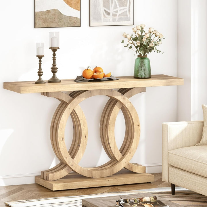 Tribesigns 55 Inch Wooden Console Table Modern Entryway Accent Table Geometric Base Image 1