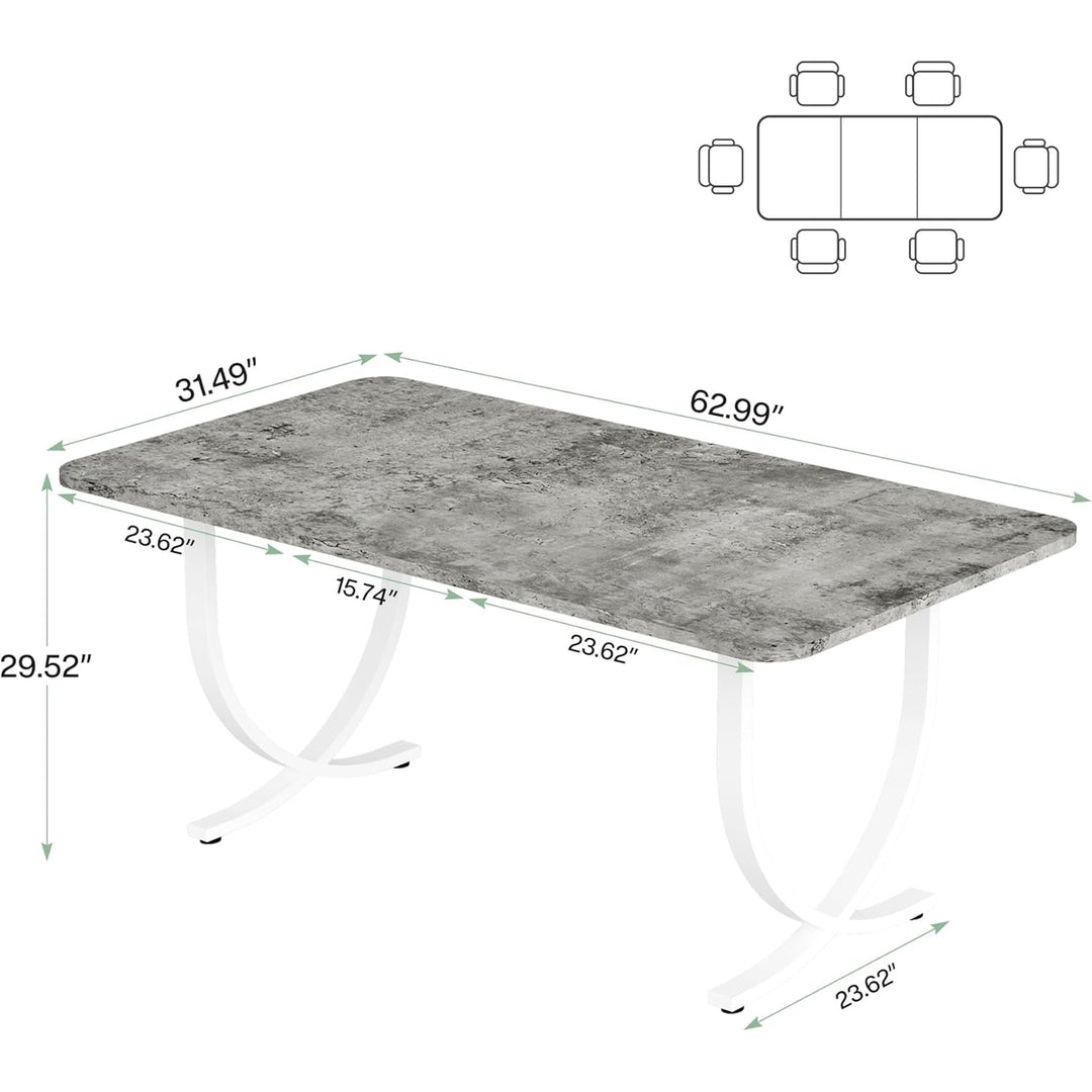 Tribesigns 63-Inch Modern Kitchen Table with Faux Marble Table Top and Metal Legs for 4 to 6 for Dining Room, Kitchen Image 6