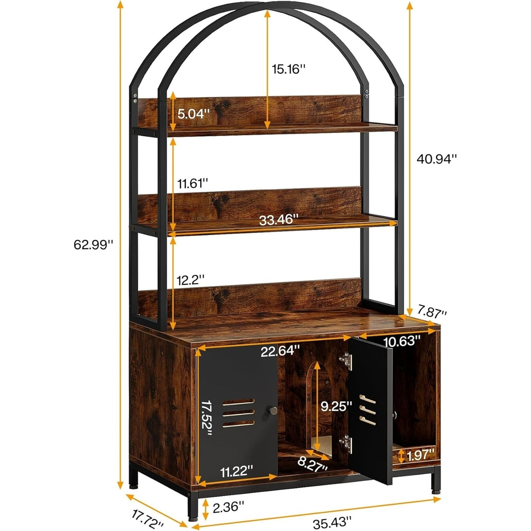 Tribesigns Cat Litter Box Enclosure Storage Wood Cabinet with Shelves and Doors Image 6