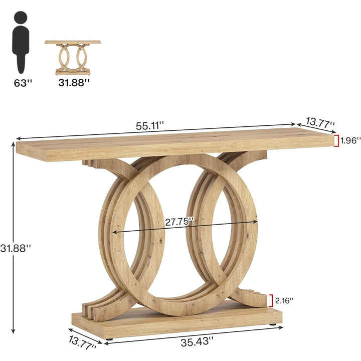 Tribesigns 55 Inch Wooden Console Table Modern Entryway Accent Table Geometric Base Image 6