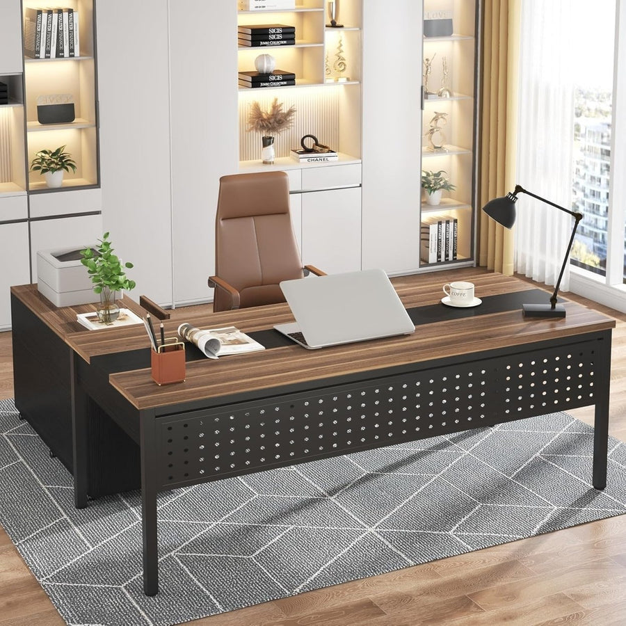 Tribesigns L-Shaped Executive Desk 70.8" with 47" File Cabinet Home Office Image 1