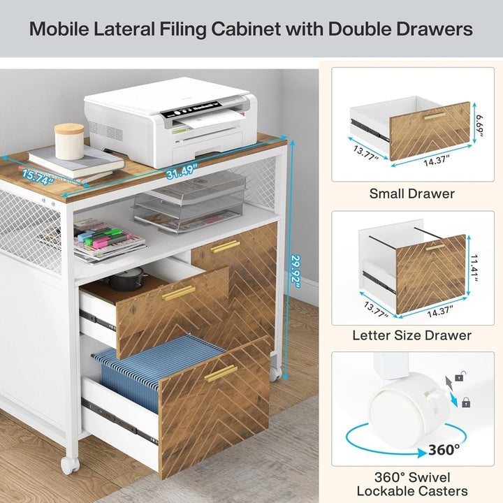 Tribesigns L Shaped Office Desk 63in with Drawers Mobile File Cabinet Black Image 3