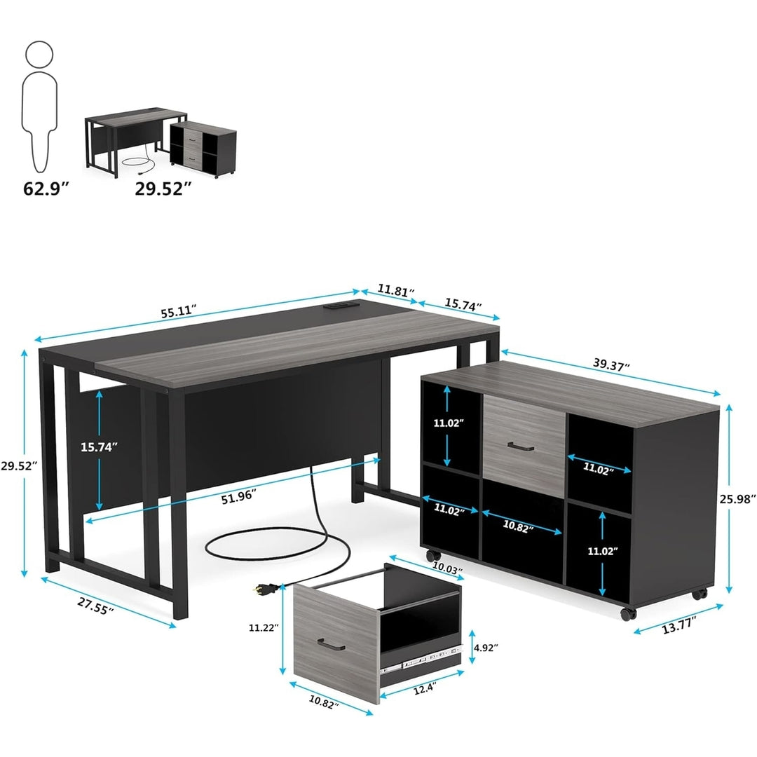 Tribesigns L-Shaped Computer Desk 55 Inch with USB Outlet and Storage Cabinet Image 6