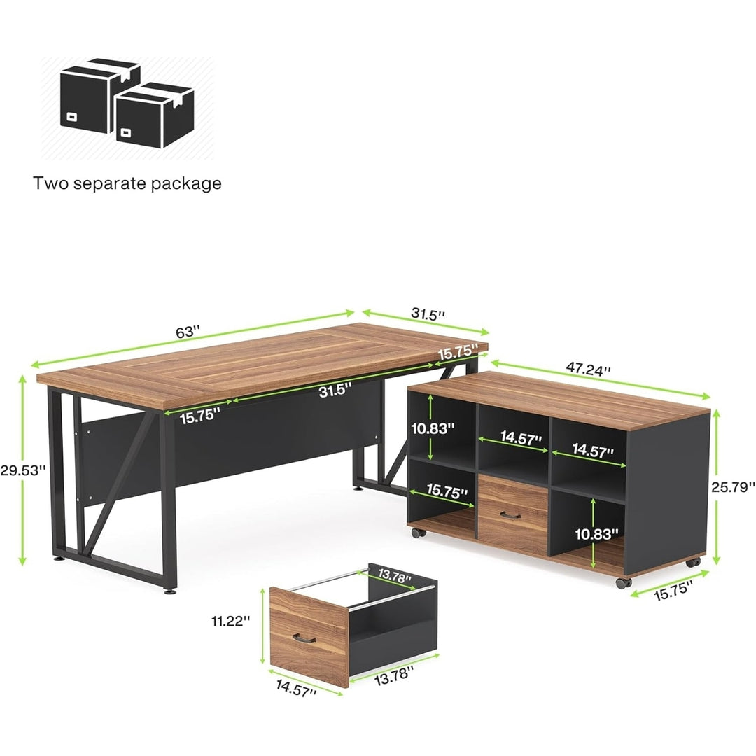 Tribesigns 63-Inch L-Shaped Executive Desk with 47-Inch File Cabinet Storage Image 6