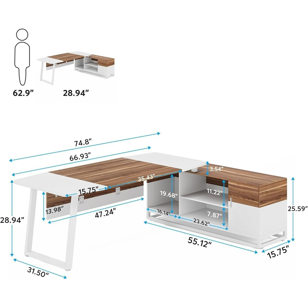 Tribesigns L-Shaped Executive Desk 74.8 Inch and Lateral File Cabinet Set Image 6