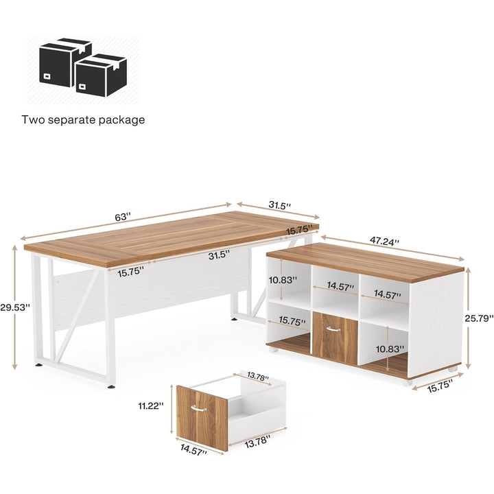 Tribesigns 63 Inch L Shaped Desk with 47 Inch File Cabinet Home Office Furniture Set Image 6