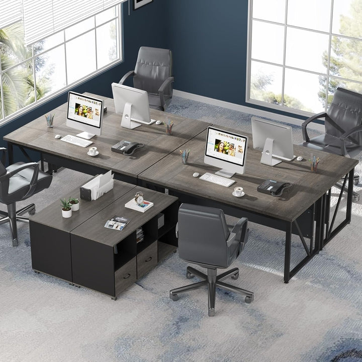 Tribesigns 63-Inch Executive Desk with 47-Inch Mobile File Cabinet, L-Shaped Computer Desk with Drawers and Storage Image 3