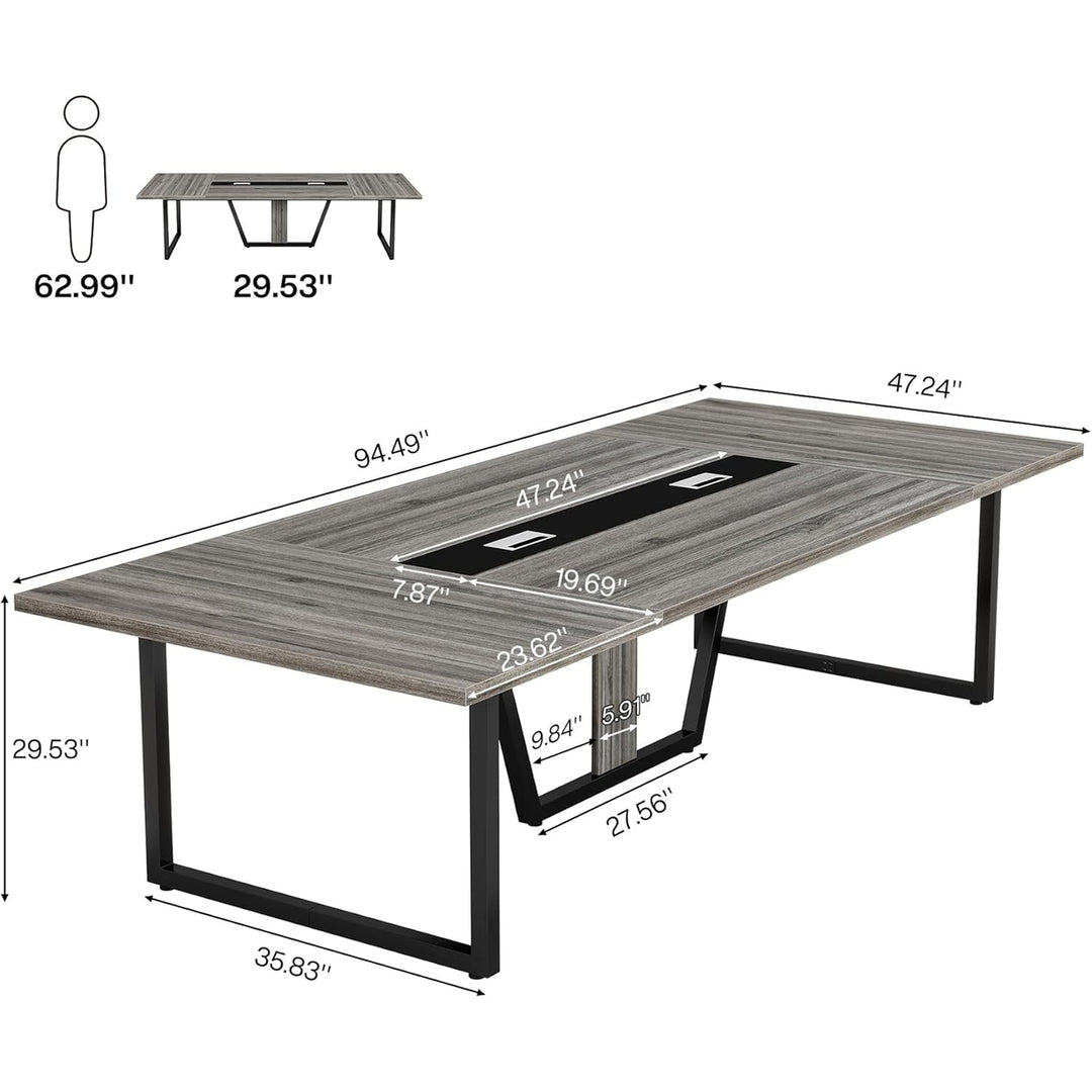 Tribesigns 8FT Conference Table for 10 People Modern Wooden Metal Frame Black Walnut Image 6