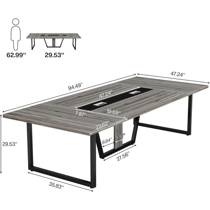 Tribesigns 8FT Conference Table for 10 People Modern Wooden Metal Frame Black Walnut Image 6