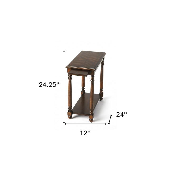 24" Cherry Manufactured Wood Rectangular End Table With Shelf Image 4