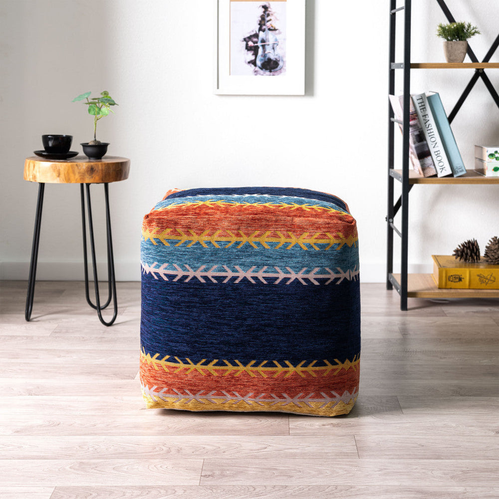 18" Multicolored Polyester Blend Ottoman Image 2
