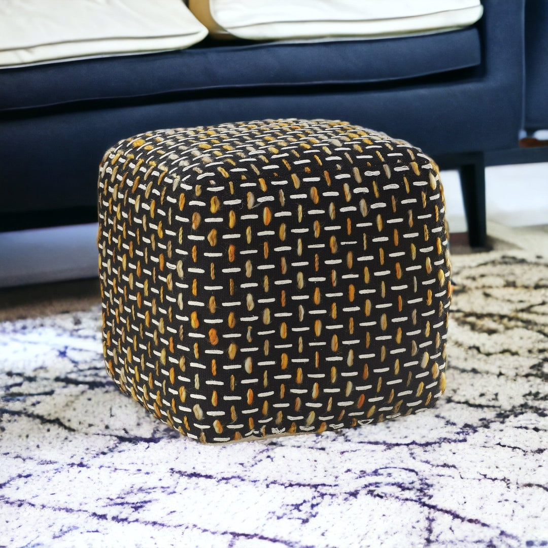 16" Black Polyester Ottoman Image 3