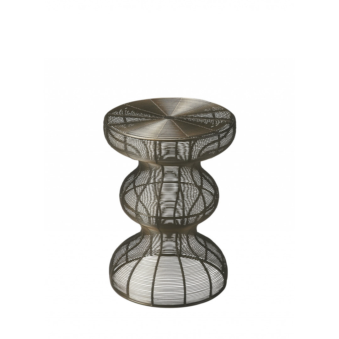 18" Bronze Curvy Iron Round Top End Table Image 1