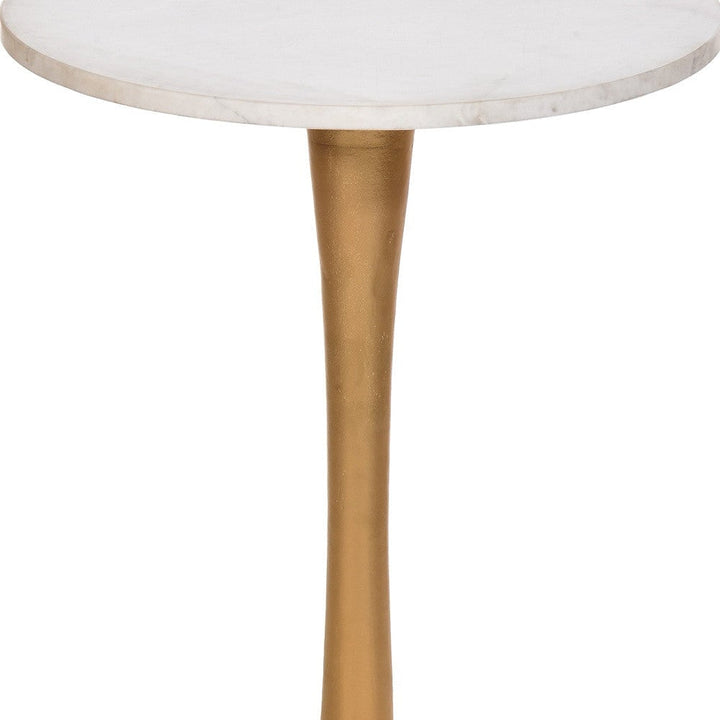 19" Gold And White Marble Round End Table Image 4