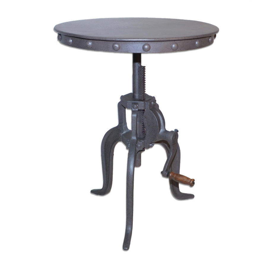18" Gray Iron Height Adjustable Round End Table Image 1