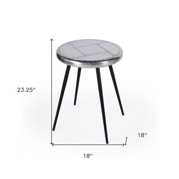 23" Aluminum and Manufactured Wood Aviator Round End Table Image 6