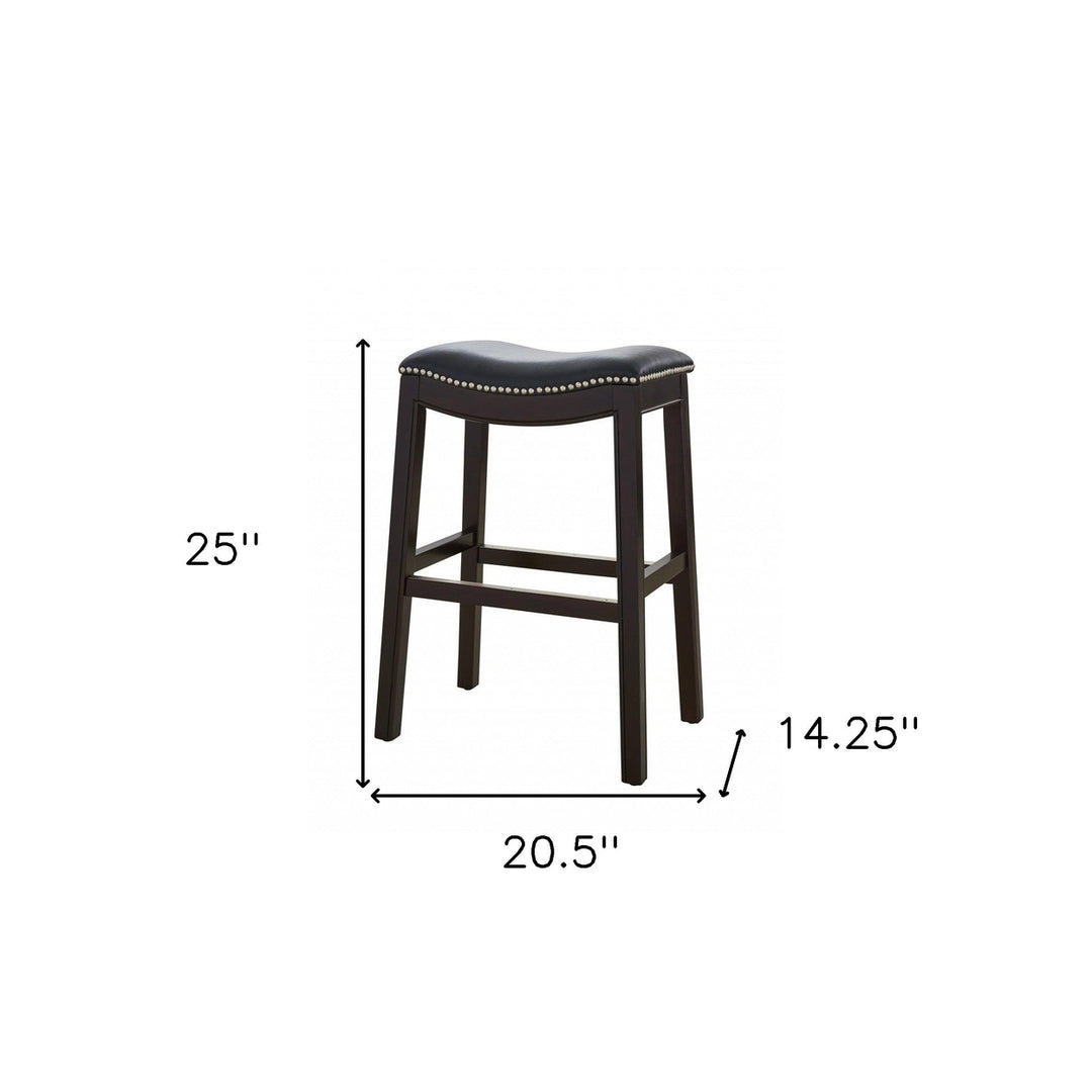 26" Black And Espresso Solid Wood Backless Counter Height Bar Chair Image 6