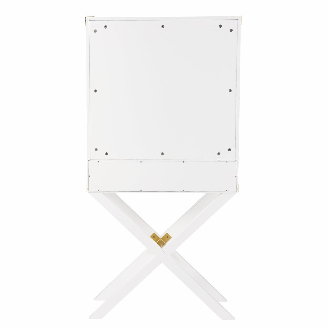 30" White Corner Display Stand With One Shelf And One Drawer Image 7