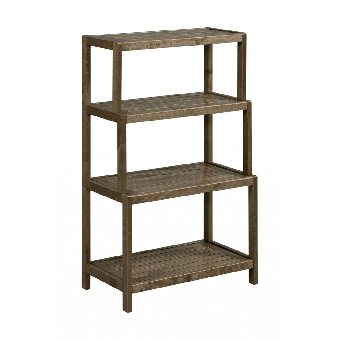 37" Chestnut Solid Wood Four Tier Step Bookcase Image 1