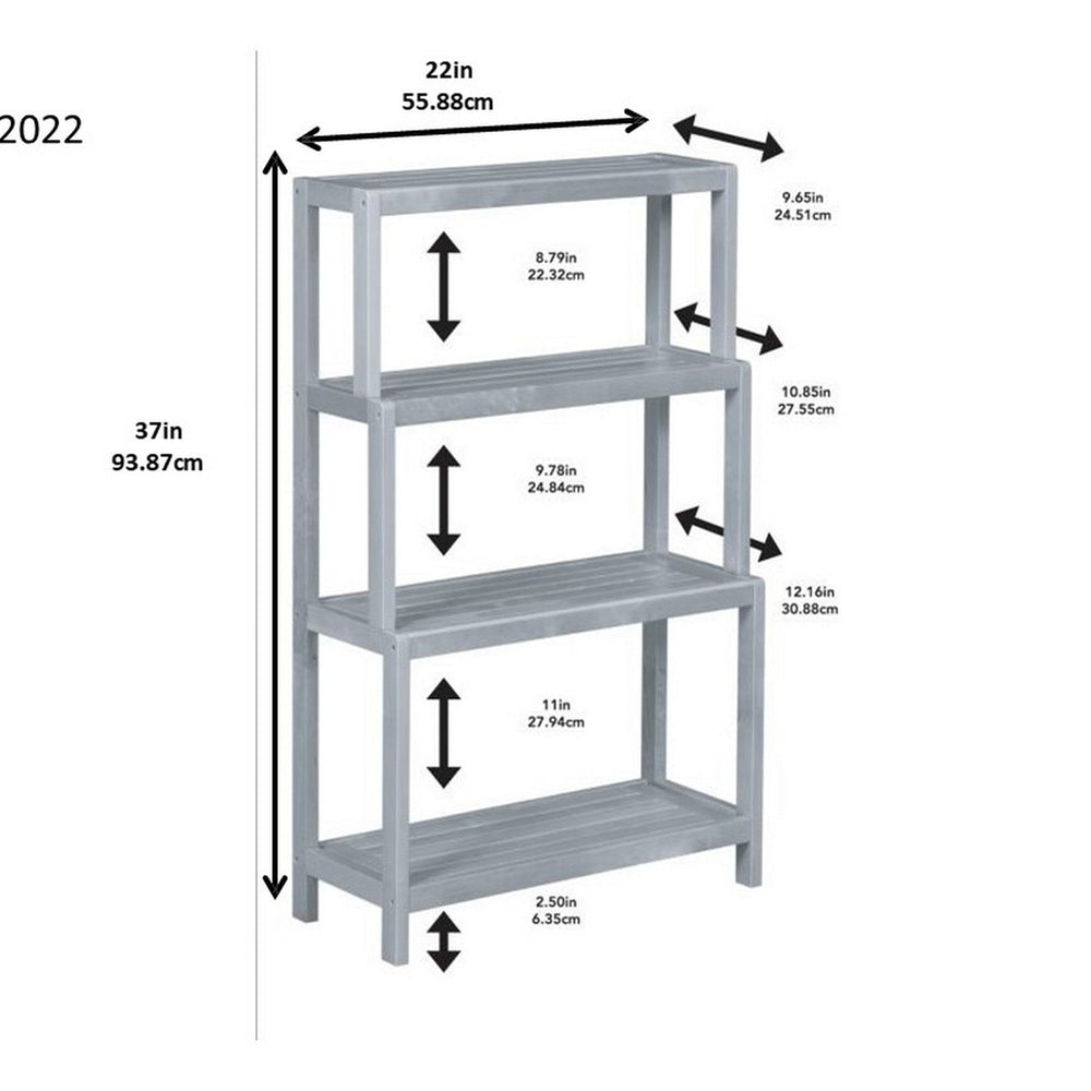 37" Chestnut Solid Wood Four Tier Step Bookcase Image 2