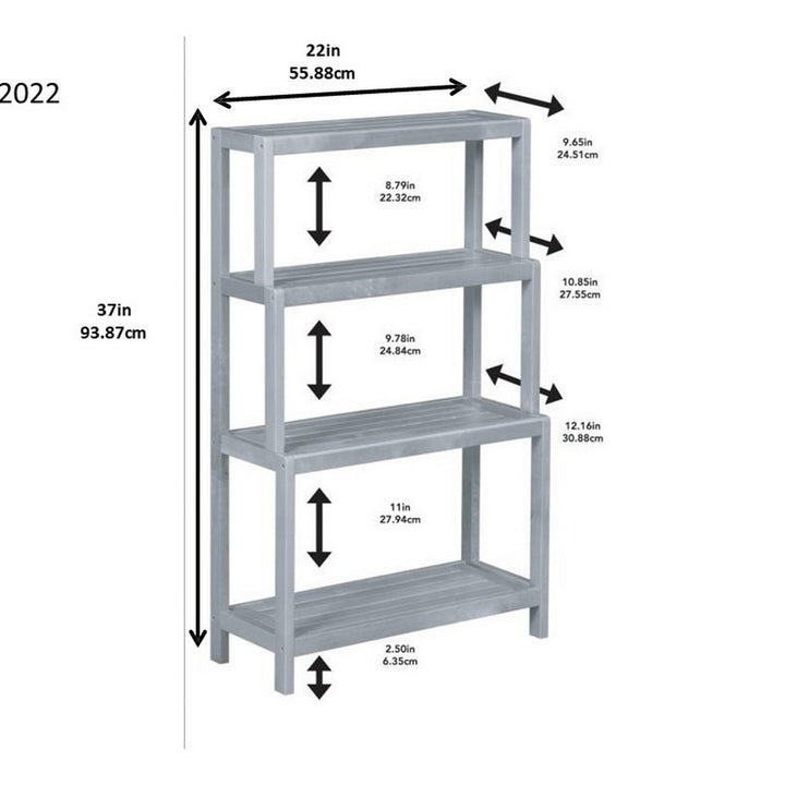 37" Chestnut Solid Wood Four Tier Step Bookcase Image 2