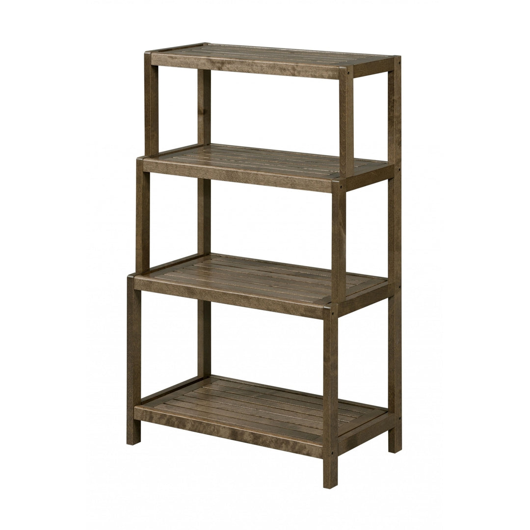 37" Chestnut Solid Wood Four Tier Step Bookcase Image 4