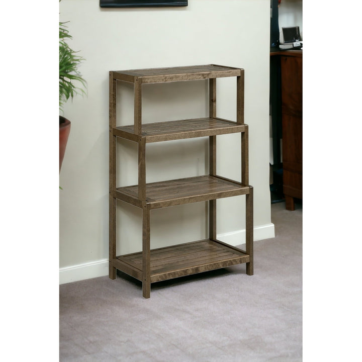 37" Chestnut Solid Wood Four Tier Step Bookcase Image 5