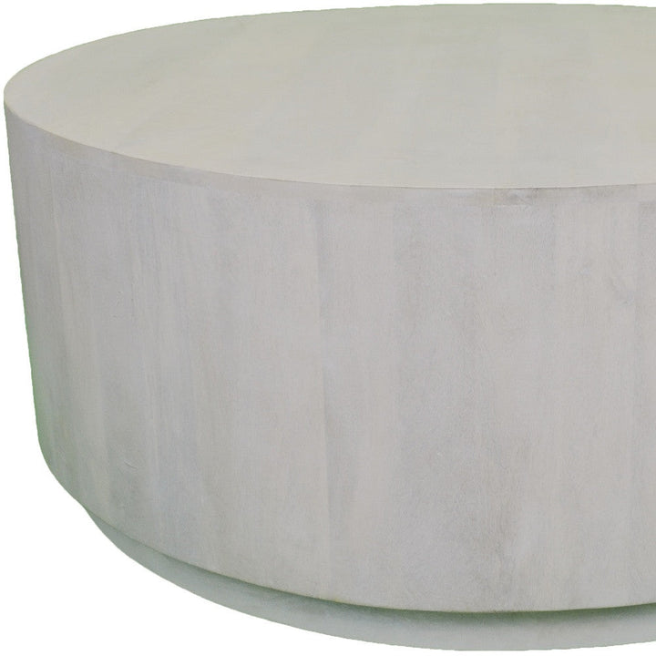 42" Rustic White Solid Wood Round Distressed Coffee Table Image 4