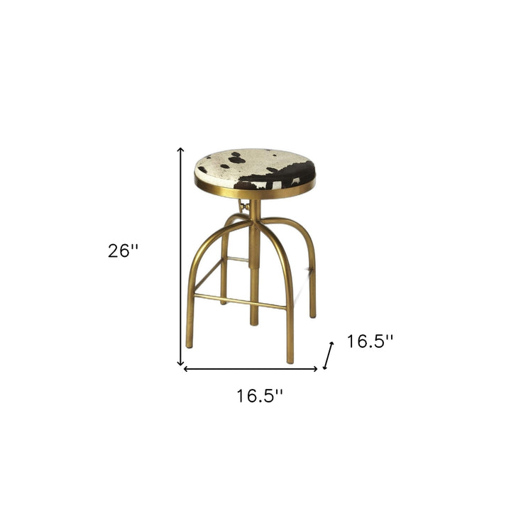 39" Multicolor And Gold Iron Swivel Backless Counter Height Bar Chair Image 6