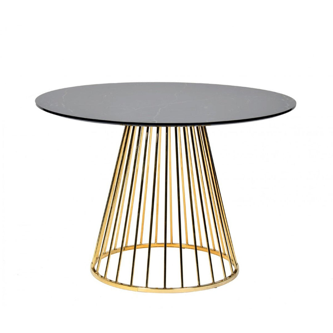 43" Black And Gold Rounded Manufactured Wood And Stainless Steel Dining Image 1