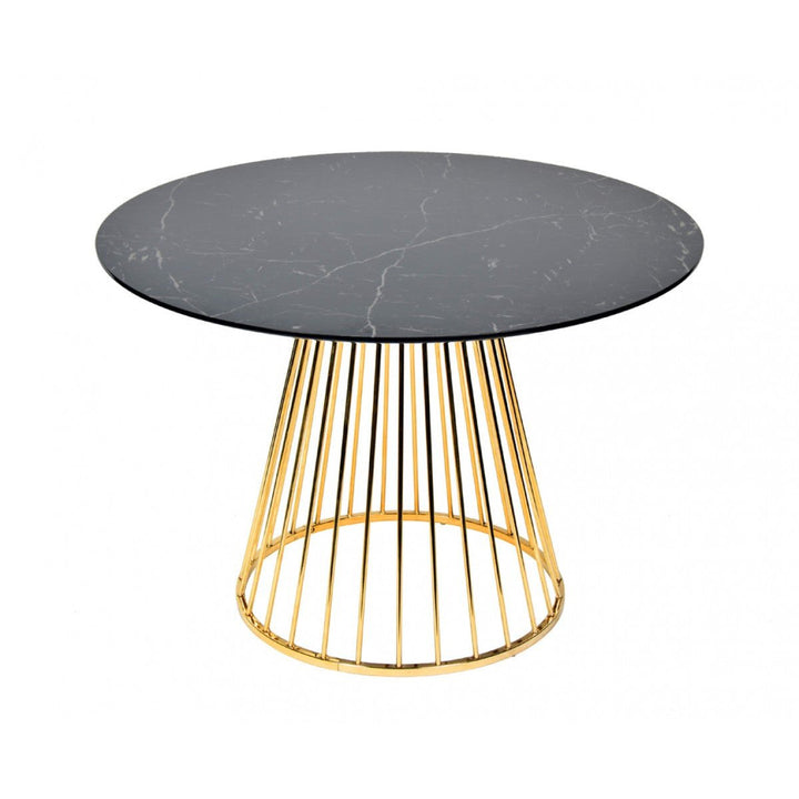 43" Black And Gold Rounded Manufactured Wood And Stainless Steel Dining Image 2