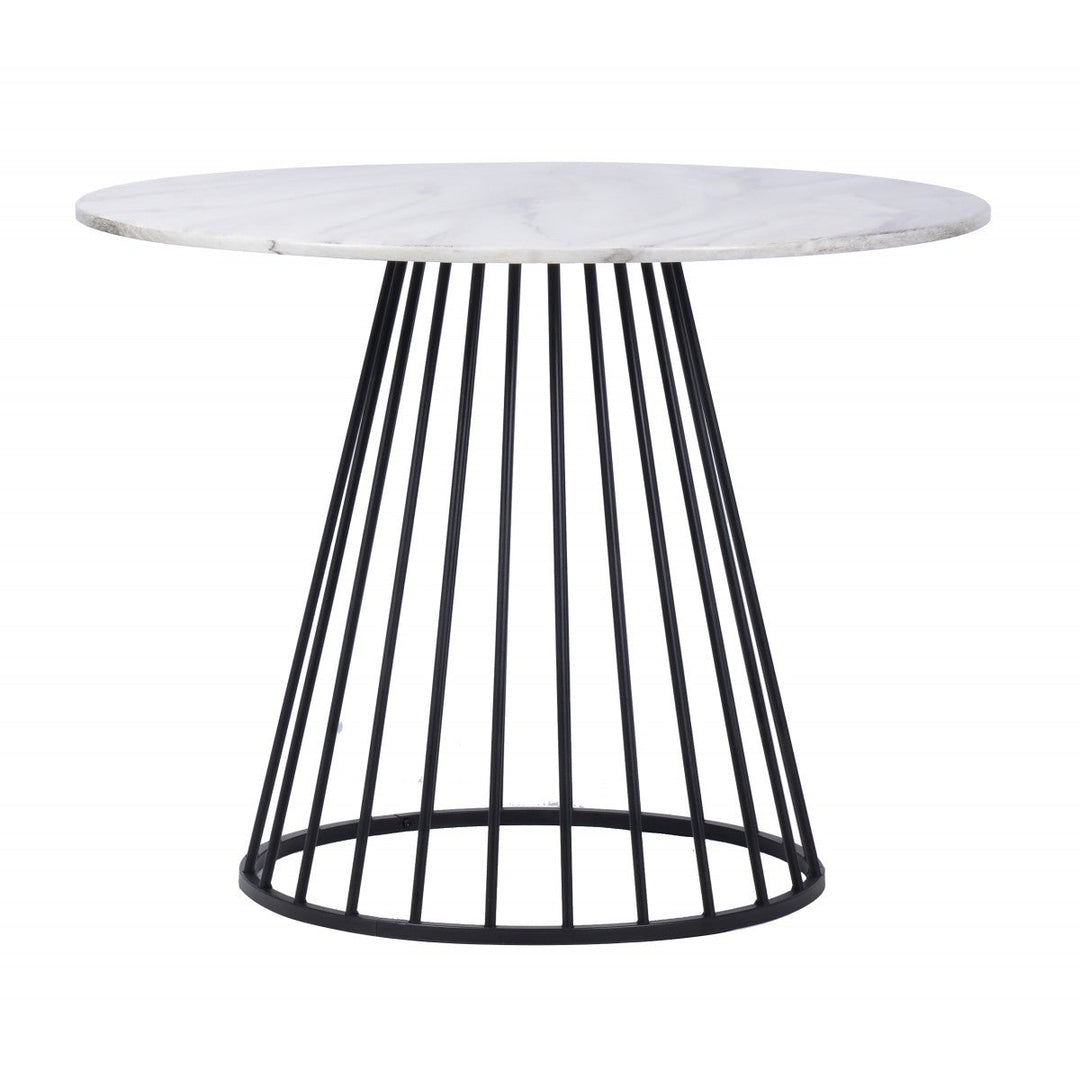 43" White And Black Rounded Manufactured Wood And Metal Dining Image 1