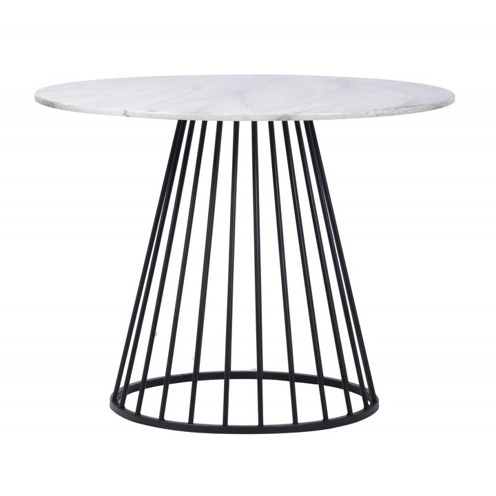 43" White And Black Rounded Manufactured Wood And Metal Dining Image 1