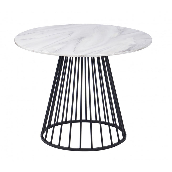 43" White And Black Rounded Manufactured Wood And Metal Dining Image 3