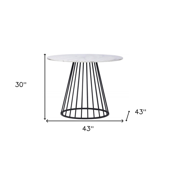 43" White And Black Rounded Manufactured Wood And Metal Dining Image 4