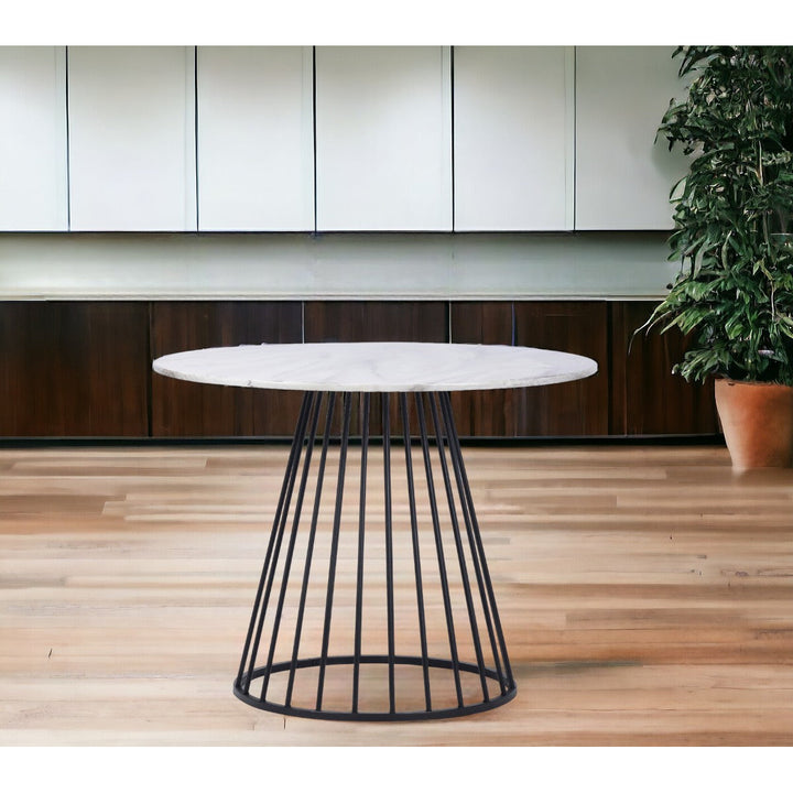 43" White And Black Rounded Manufactured Wood And Metal Dining Image 5