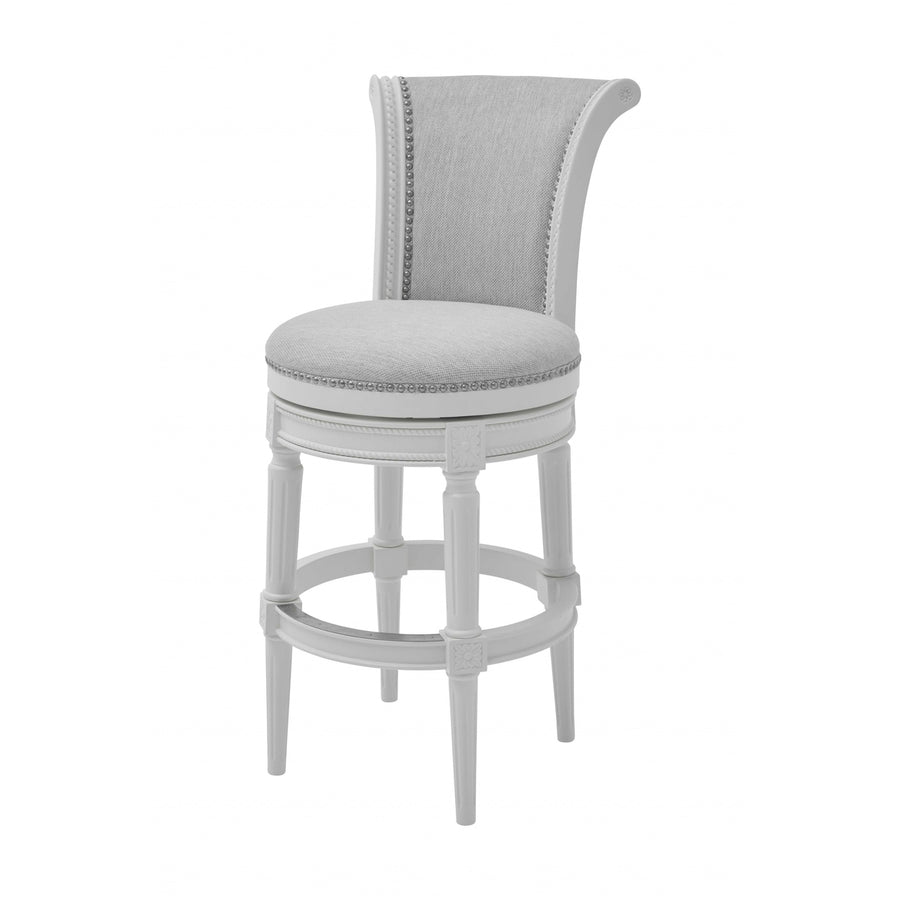 31" Light Gray And White Solid Wood Bar Chair Image 1